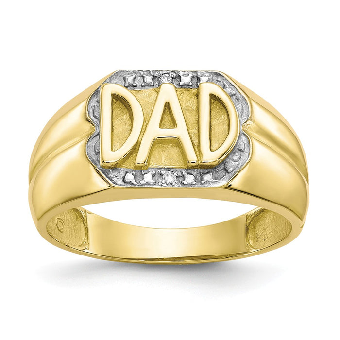 10k Yellow Gold Men's Diamond DAD Ring, Size: 10