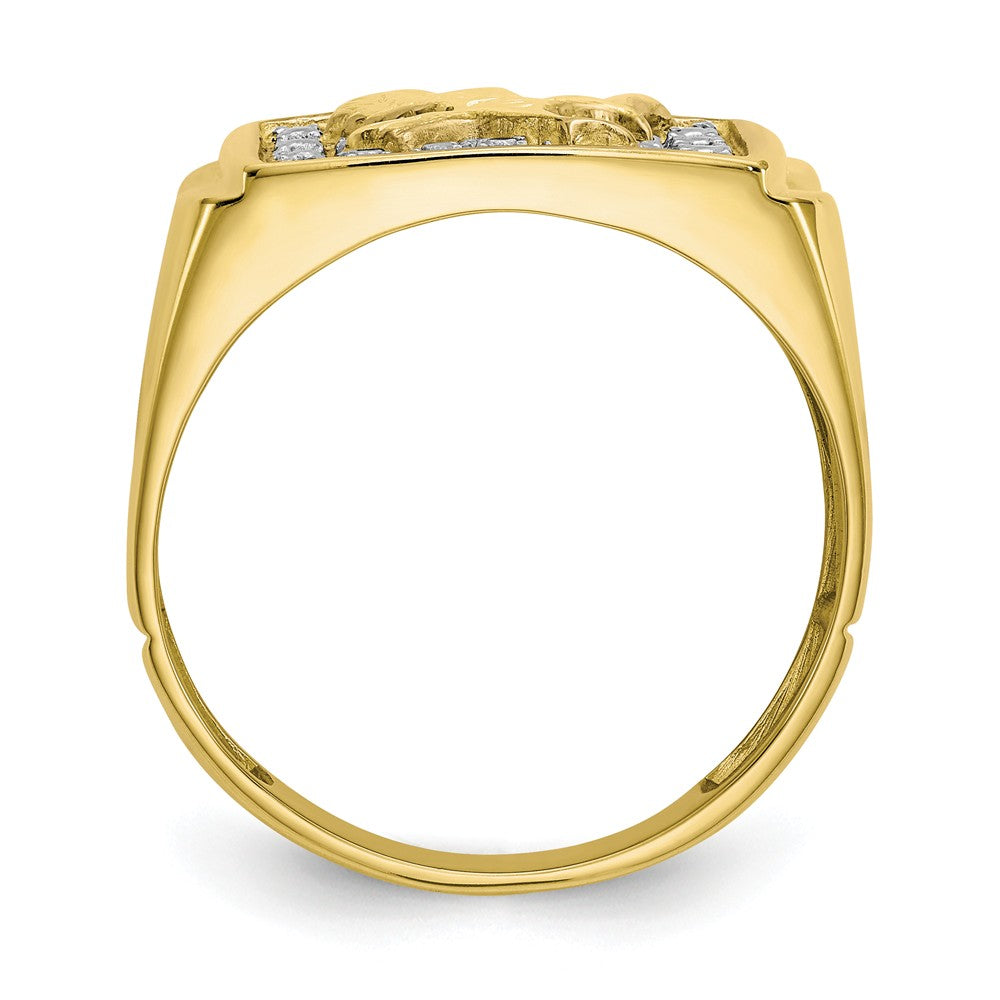 10k & Rhodium .10ct Diamond Men's Eagle Ring, Size: 10 - (Made to Order, buildable)