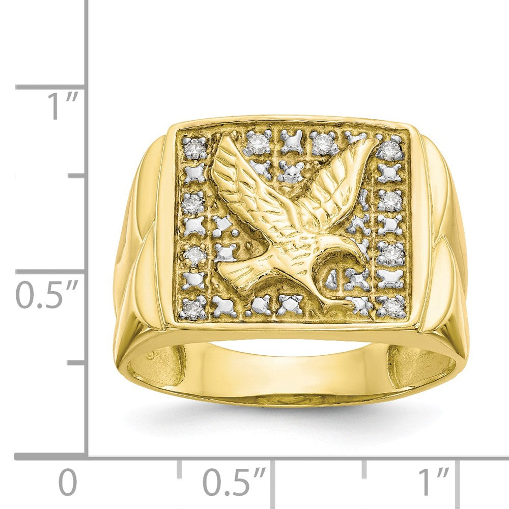 10k & Rhodium .10ct Diamond Men's Eagle Ring, Size: 10 - (Made to Order, buildable)