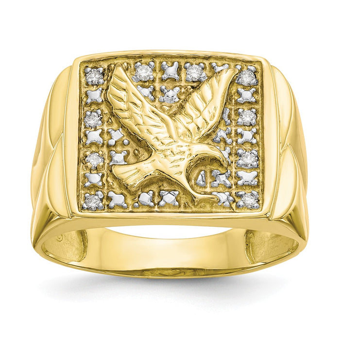 10k & Rhodium .10ct Diamond Men's Eagle Ring, Size: 10 - (Made to Order, buildable)