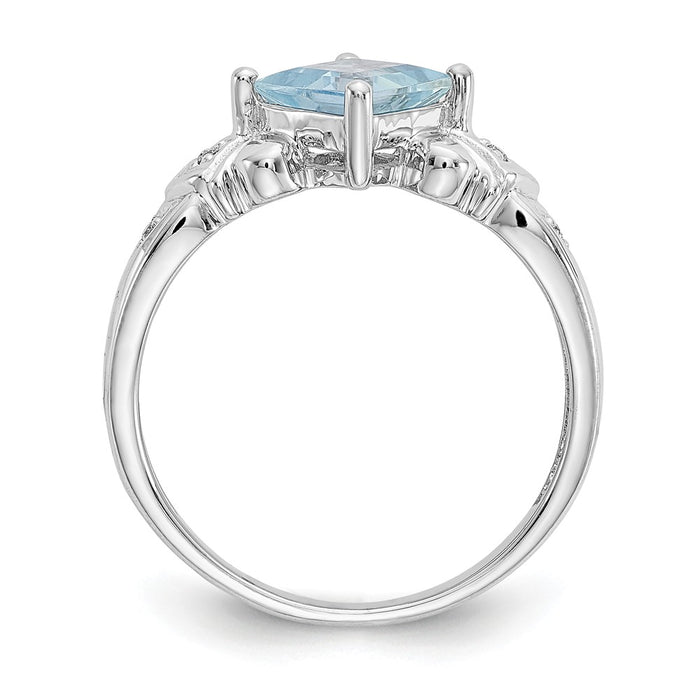 10k White Gold Aquamarine & Diamond Ring, Size: 6