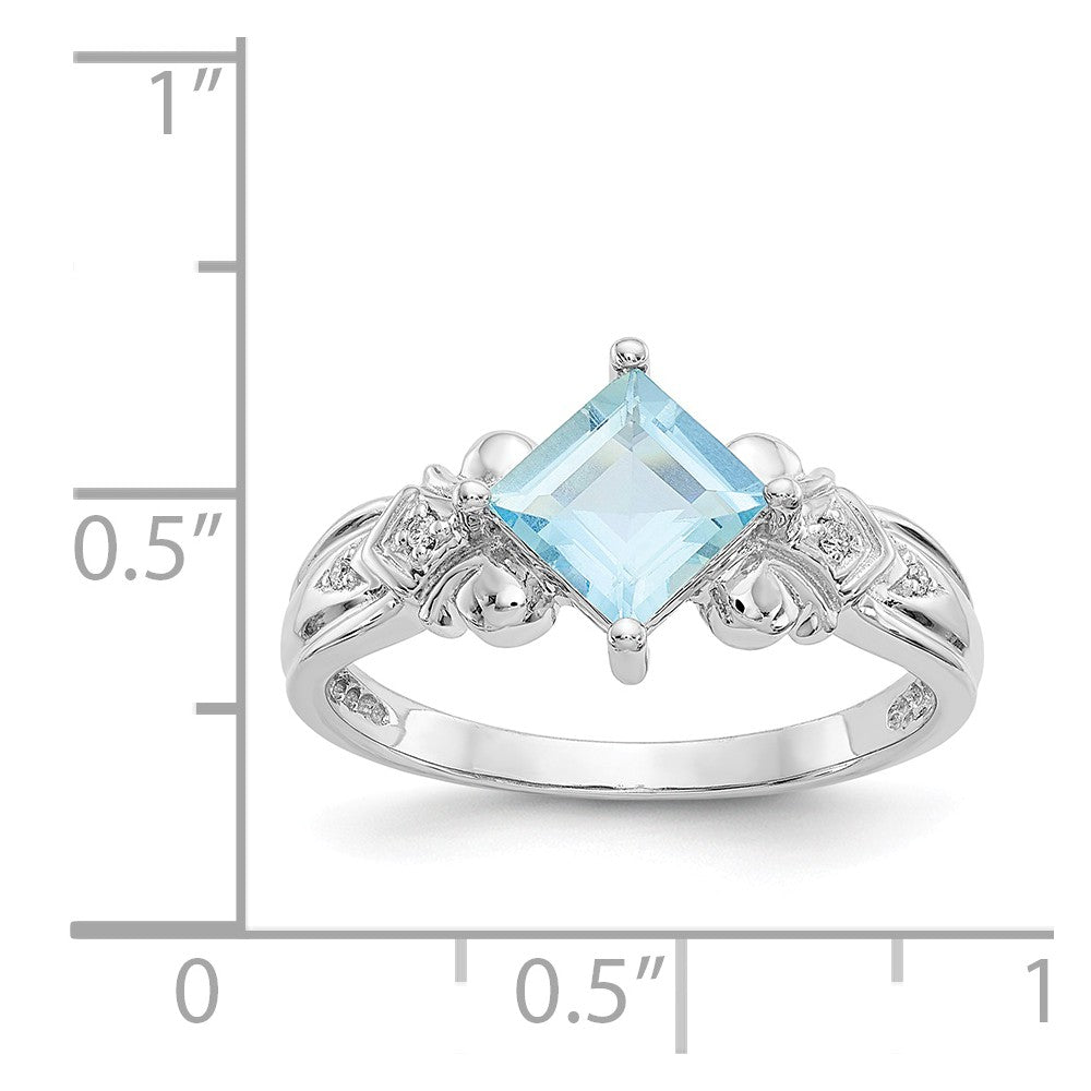 10k White Gold Aquamarine & Diamond Ring, Size: 6