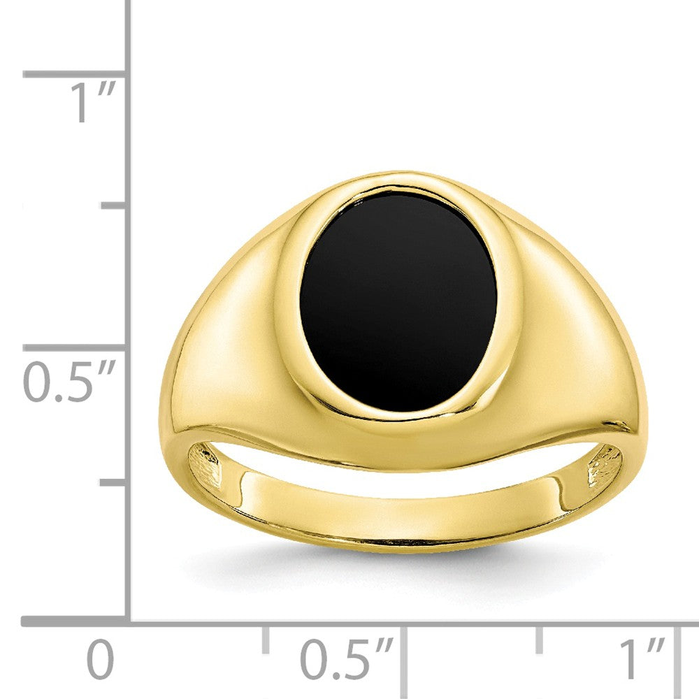 10k Yellow Gold Onyx Men's Ring, Size: 10