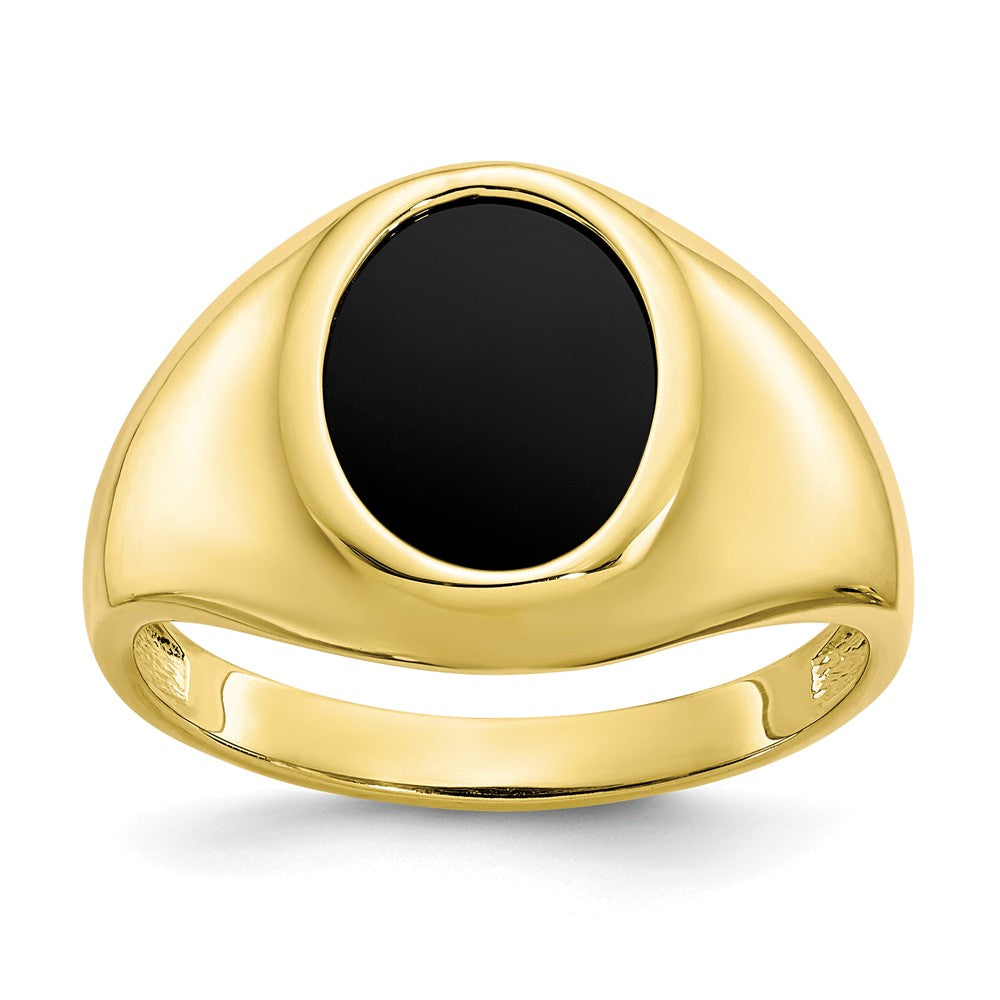 10k Yellow Gold Onyx Men's Ring, Size: 10