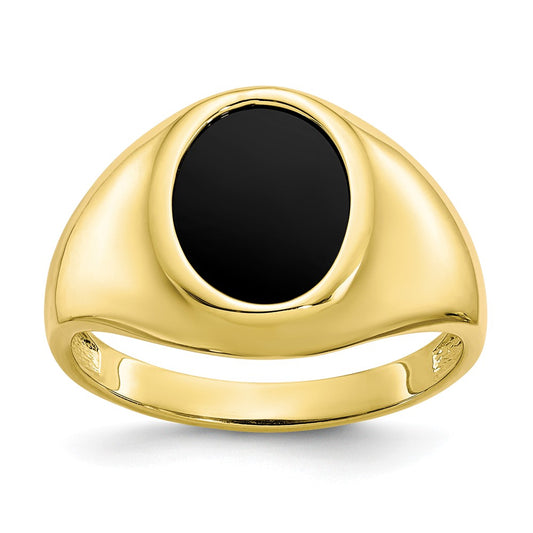 10k Yellow Gold Onyx Men's Ring, Size: 10