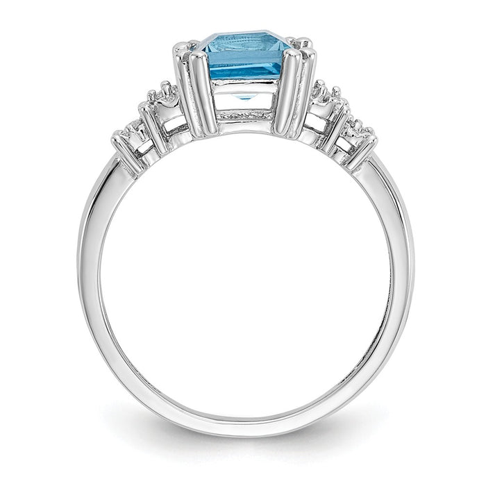 10k White Gold Diamond and Blue Topaz Ring, Size: 6