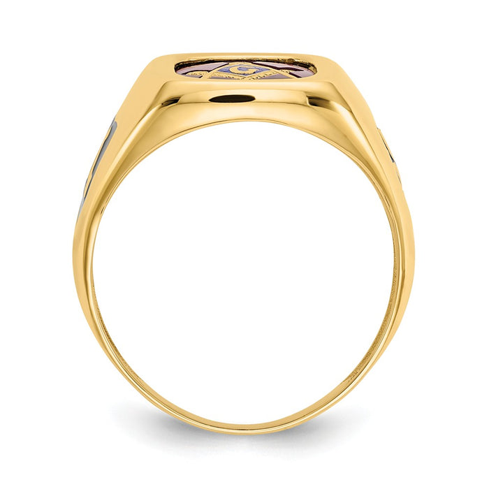 10k Yellow Gold Red Acrylic Men's Masonic Ring, Size: 10