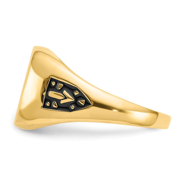10k Yellow Gold Red Acrylic Men's Masonic Ring, Size: 10