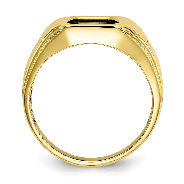 10k Yellow Gold Onyx & .01ct Diamond Men's Cross Ring, Size: 10