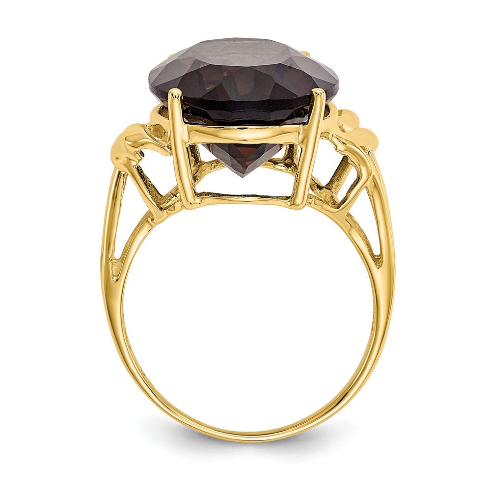 10k Yellow Gold Smoky Quartz Ring, Size: 6