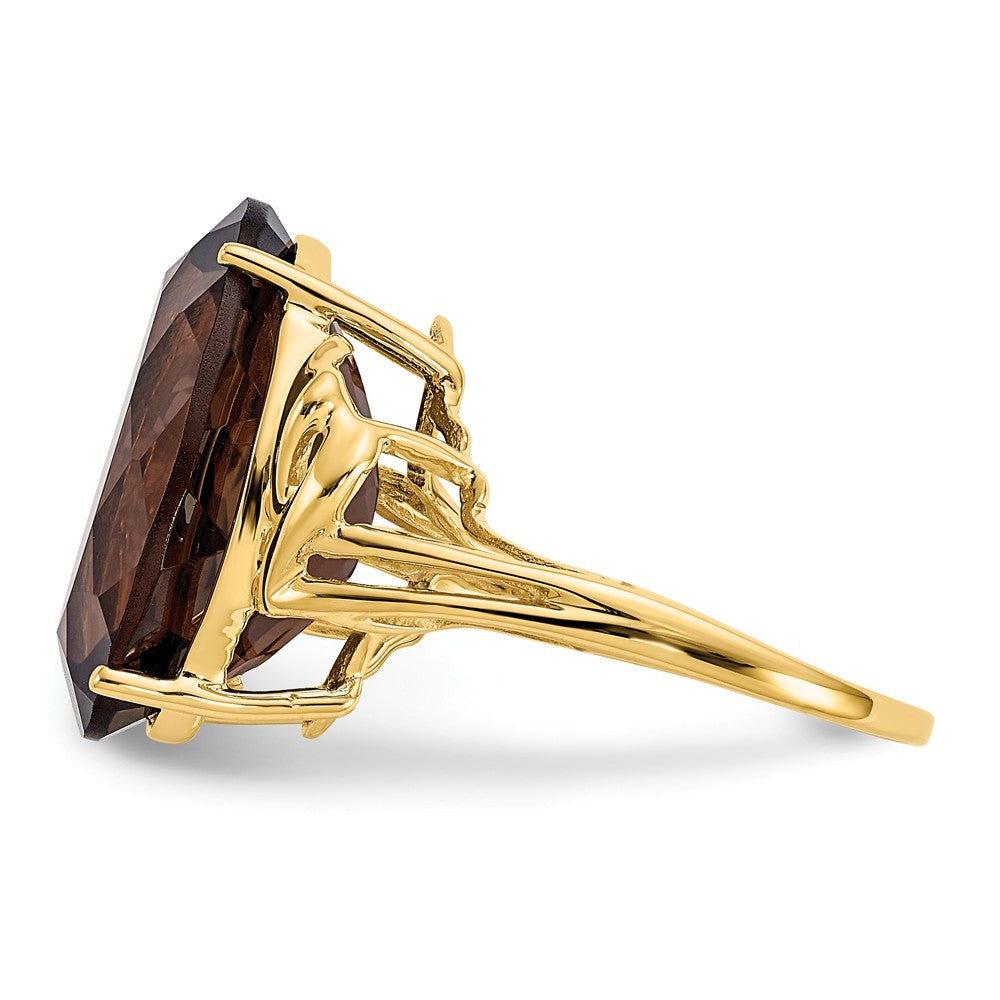 10k Yellow Gold Smoky Quartz Ring, Size: 6