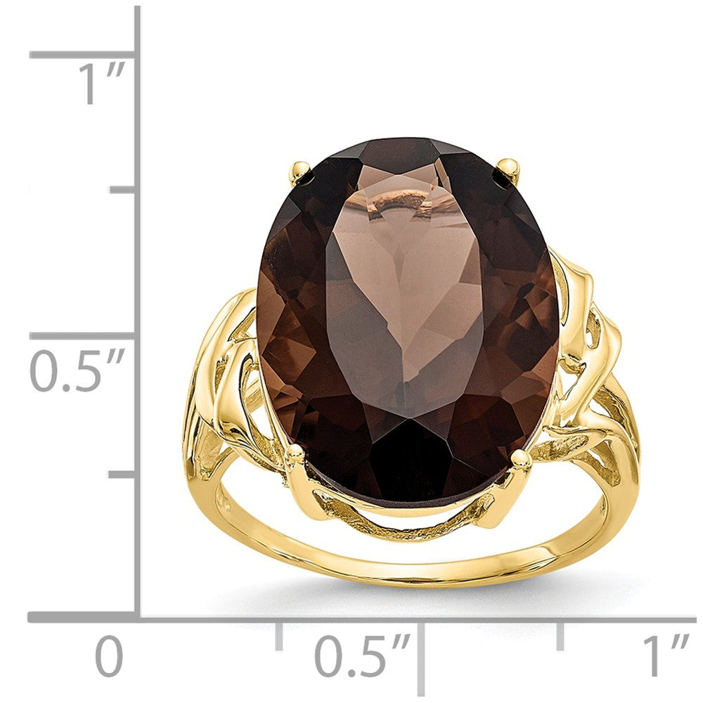 10k Yellow Gold Smoky Quartz Ring, Size: 6