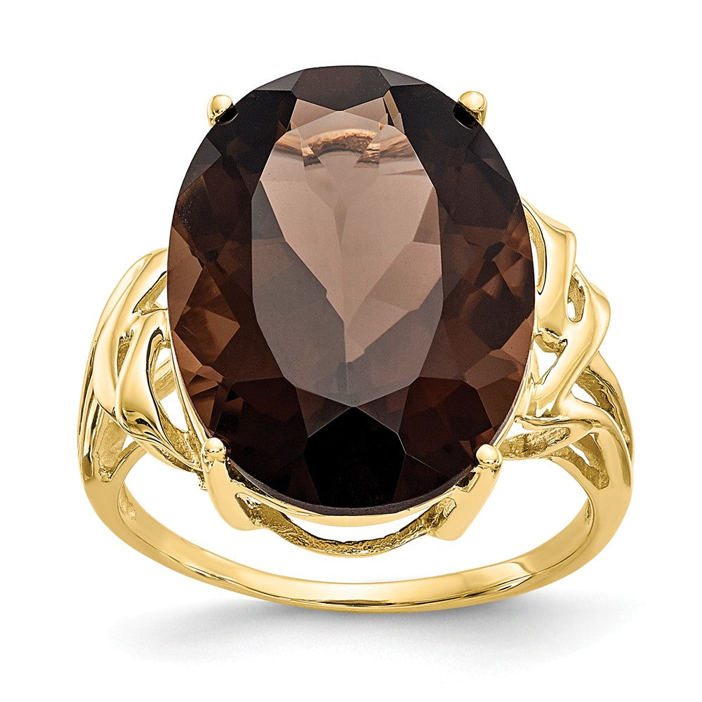 10k Yellow Gold Smoky Quartz Ring, Size: 6