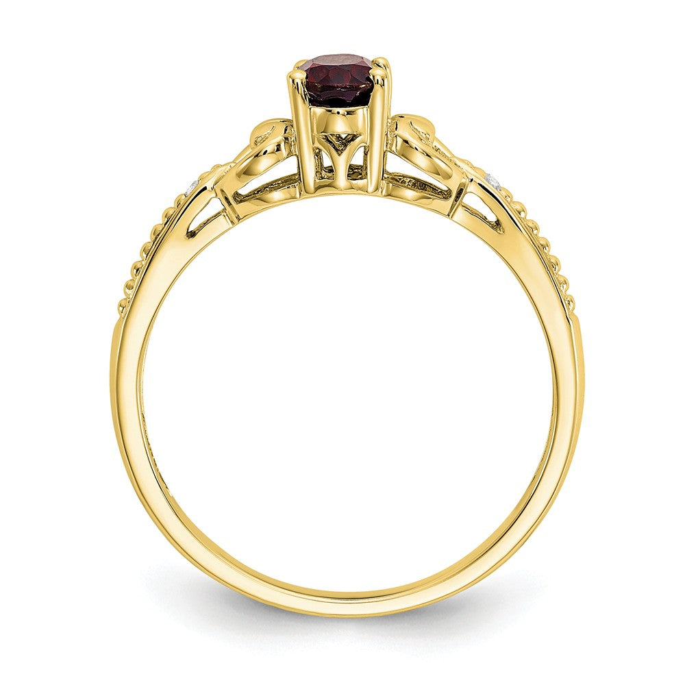 10k Yellow Gold Garnet Diamond Ring, Size: 7
