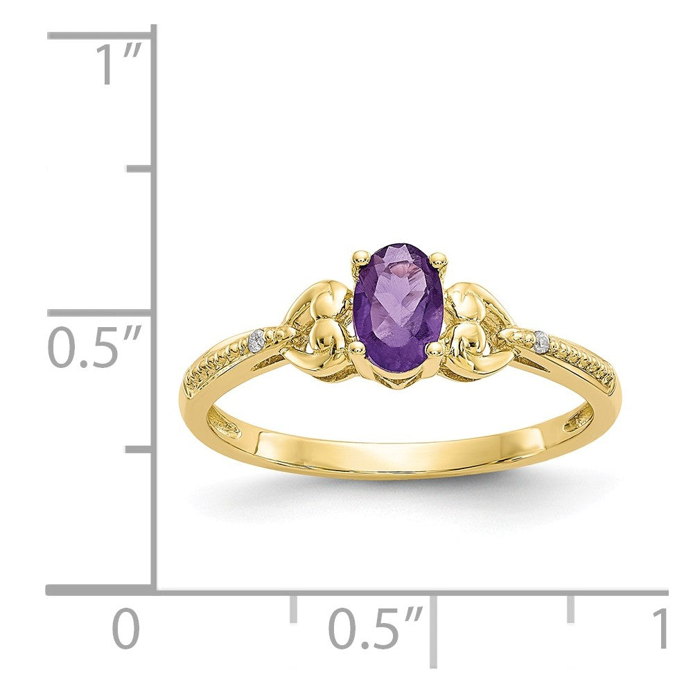 10k Yellow Gold Amethyst Diamond Ring, Size: 7