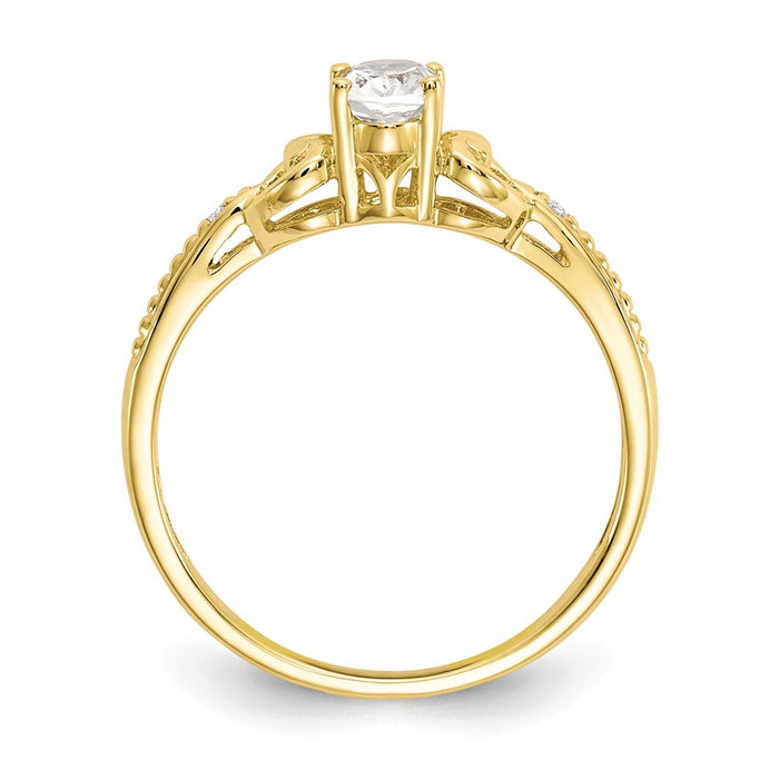 10k Yellow Gold White Topaz Diamond Ring, Size: 7