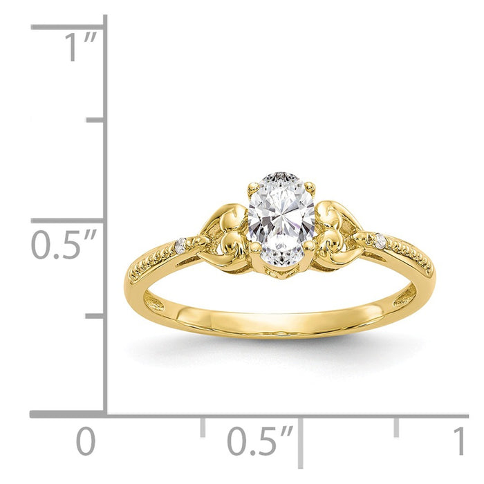 10k Yellow Gold White Topaz Diamond Ring, Size: 7