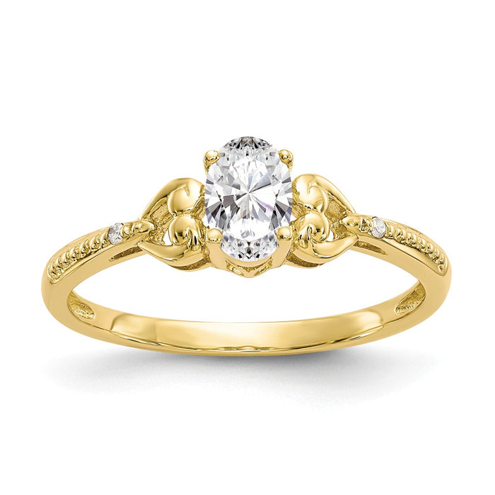 10k Yellow Gold White Topaz Diamond Ring, Size: 7