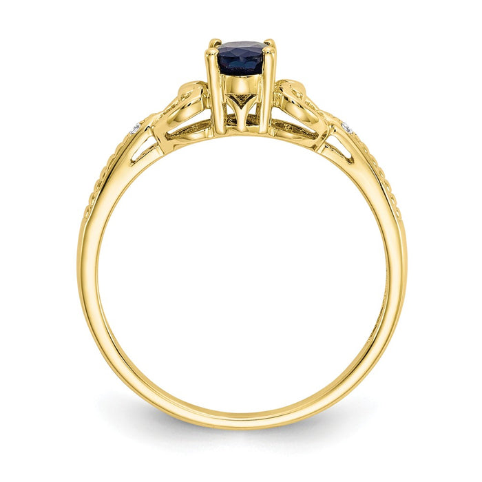 10k Yellow Gold Sapphire Diamond Ring, Size: 7