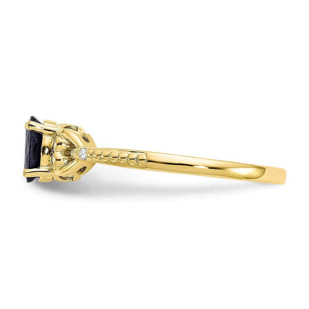 10k Yellow Gold Sapphire Diamond Ring, Size: 7