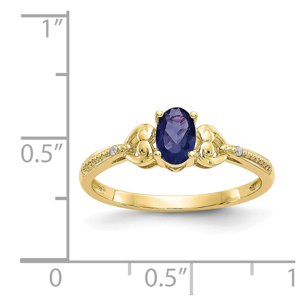 10k Yellow Gold Sapphire Diamond Ring, Size: 7