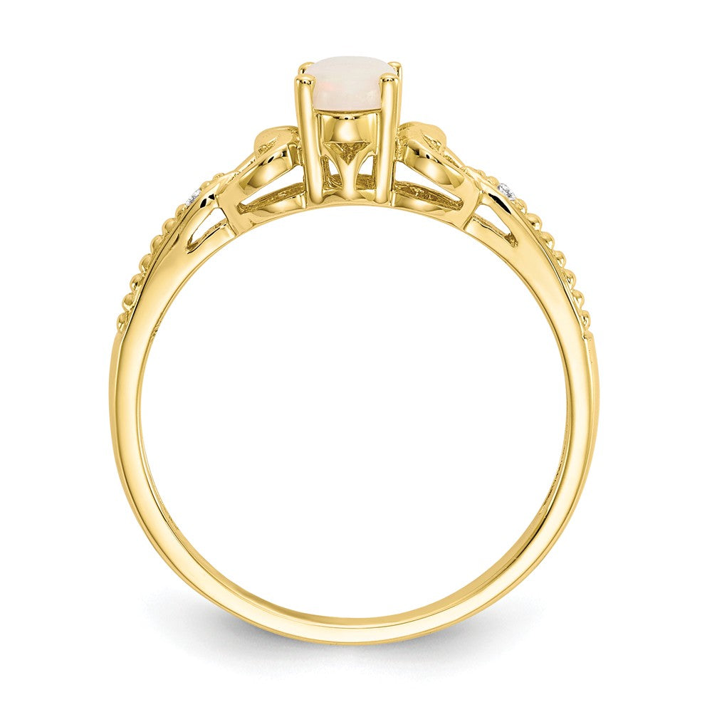 10k Yellow Gold Opal Diamond Ring, Size: 7