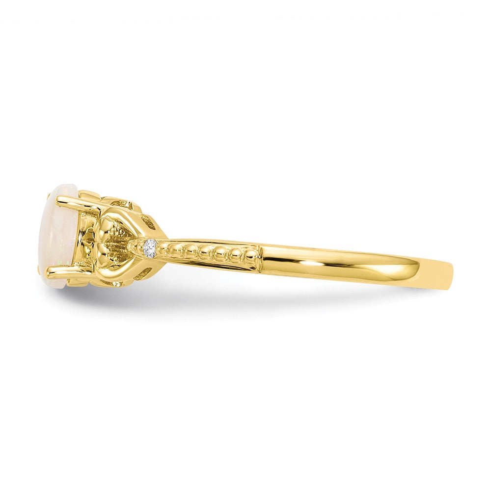 10k Yellow Gold Opal Diamond Ring, Size: 7