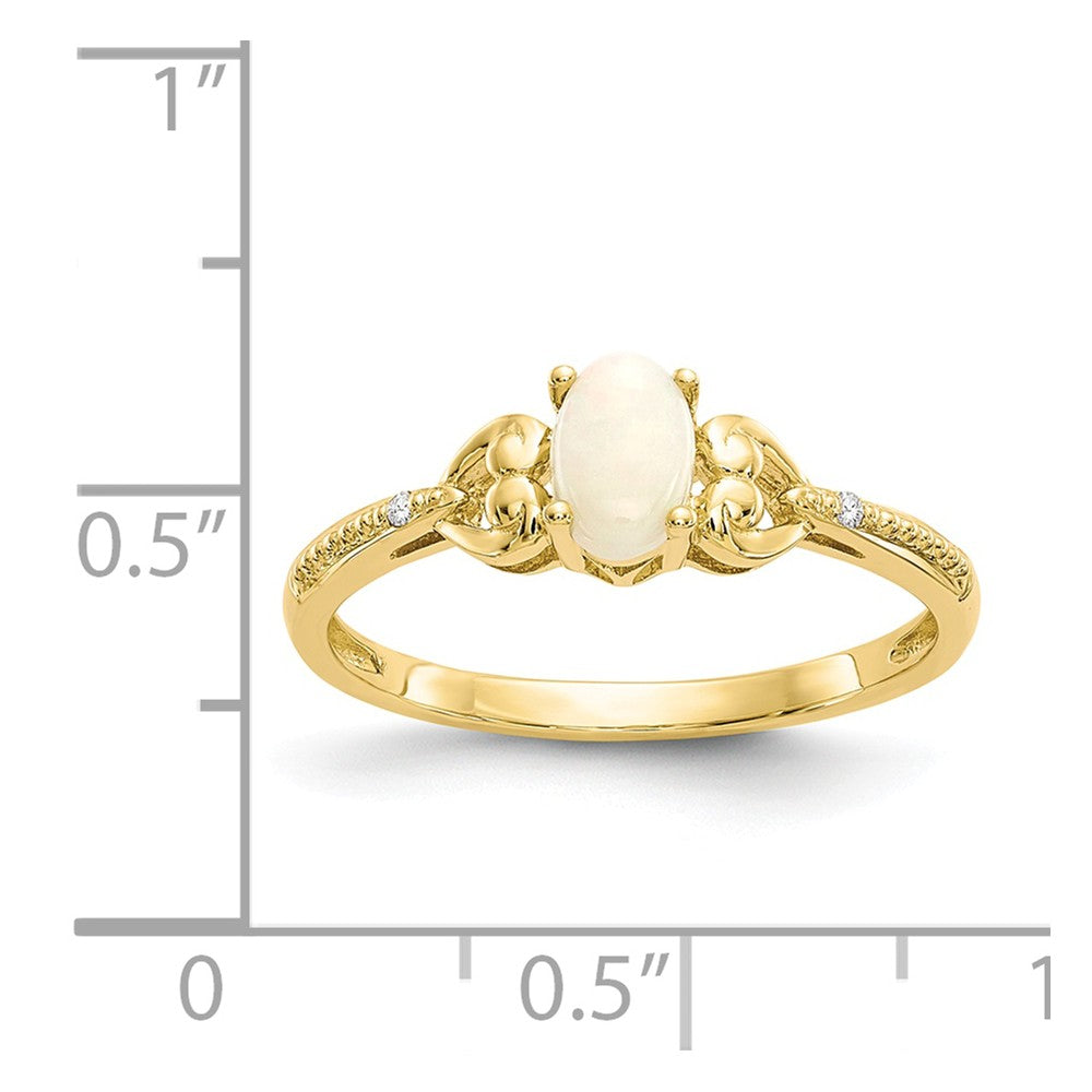 10k Yellow Gold Opal Diamond Ring, Size: 7