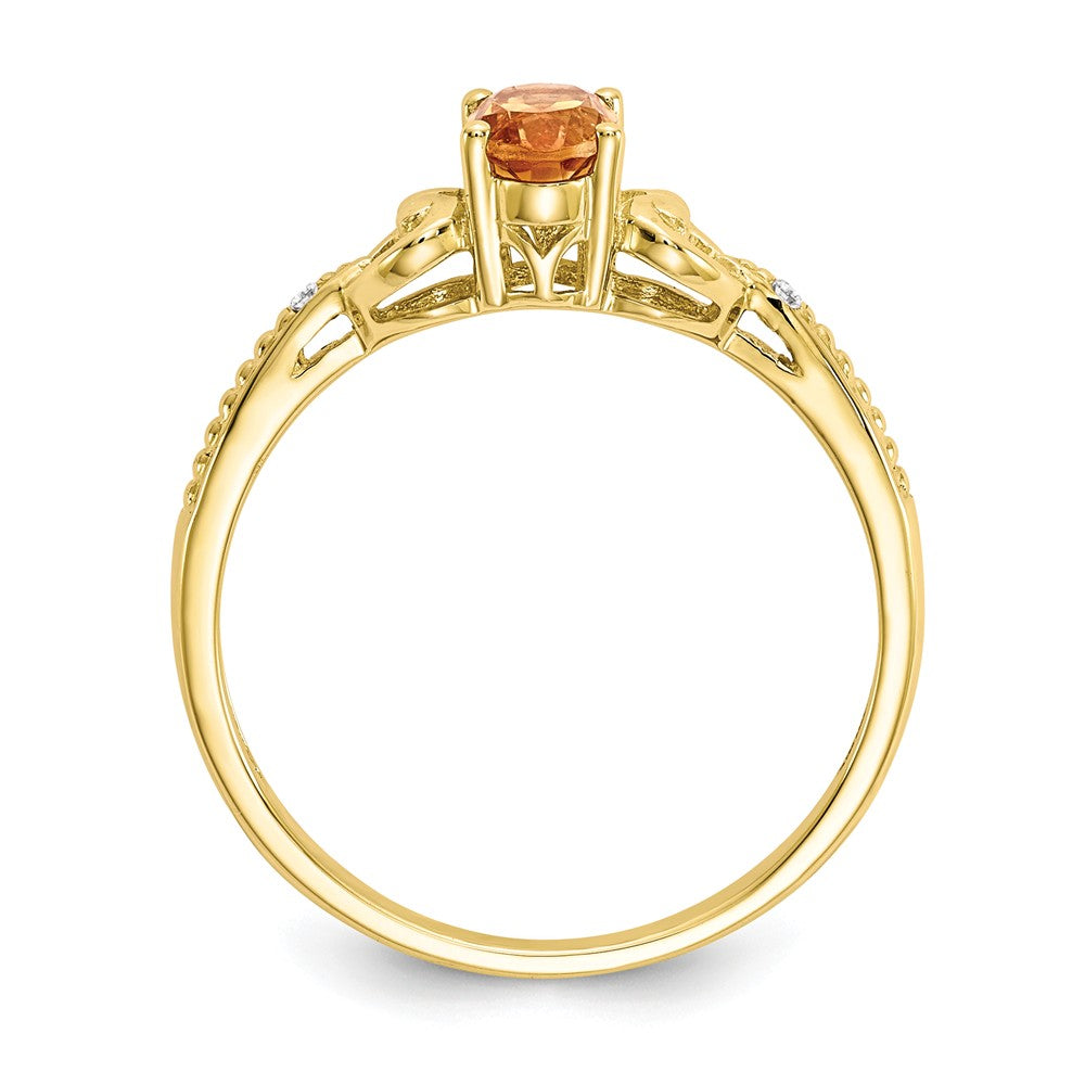 10k Yellow Gold Citrine Diamond Ring, Size: 7