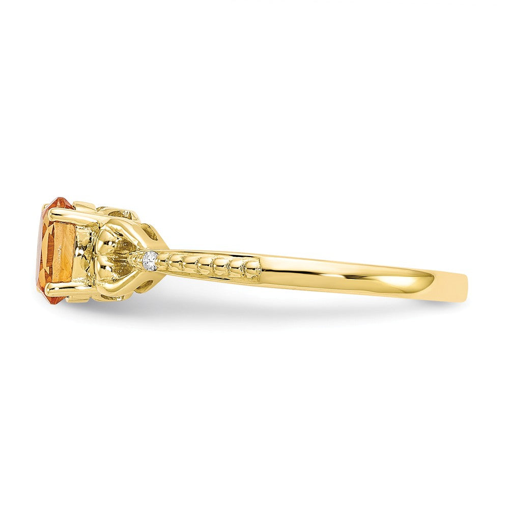 10k Yellow Gold Citrine Diamond Ring, Size: 7
