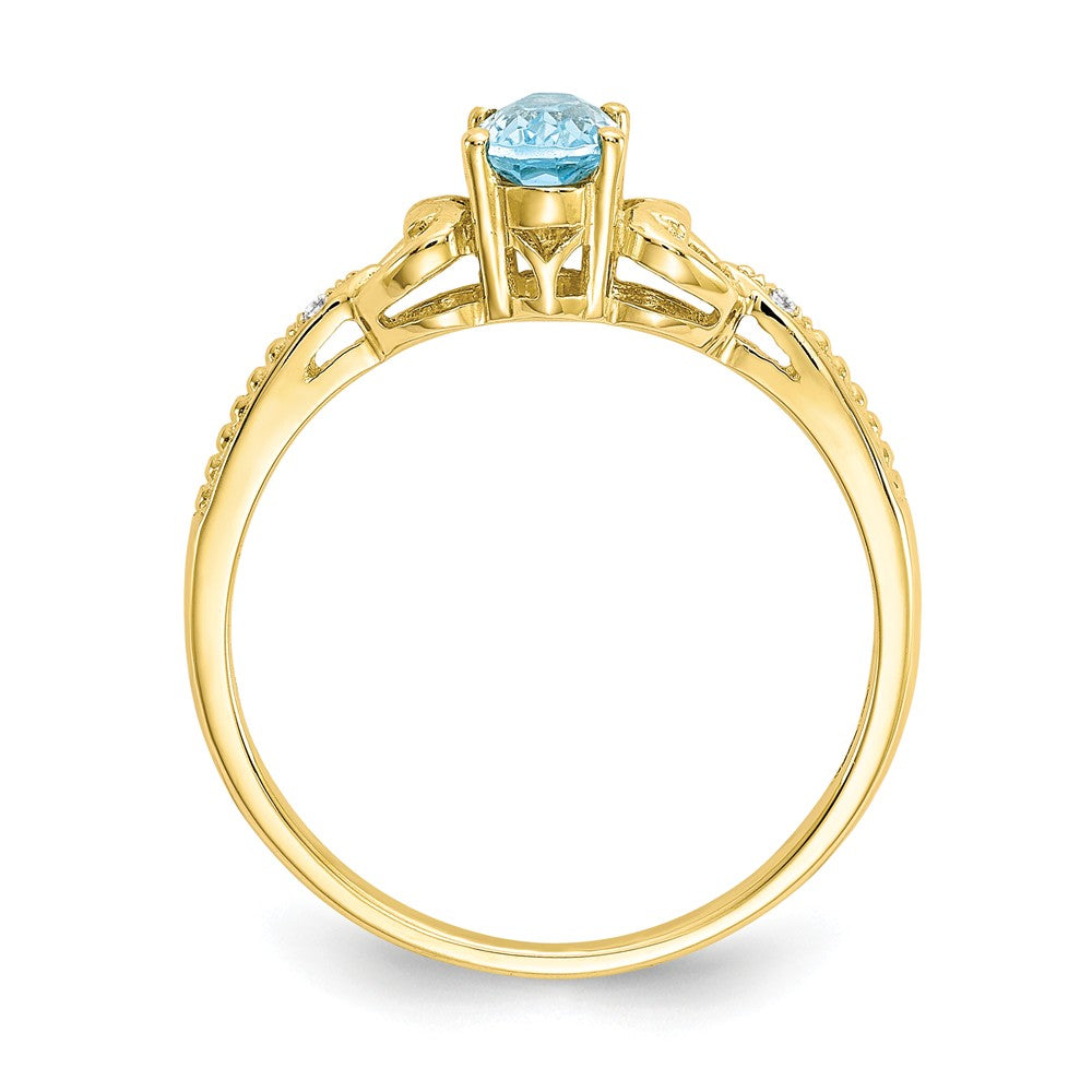 10k Yellow Gold Light Swiss Blue Topaz Diamond Ring, Size: 7