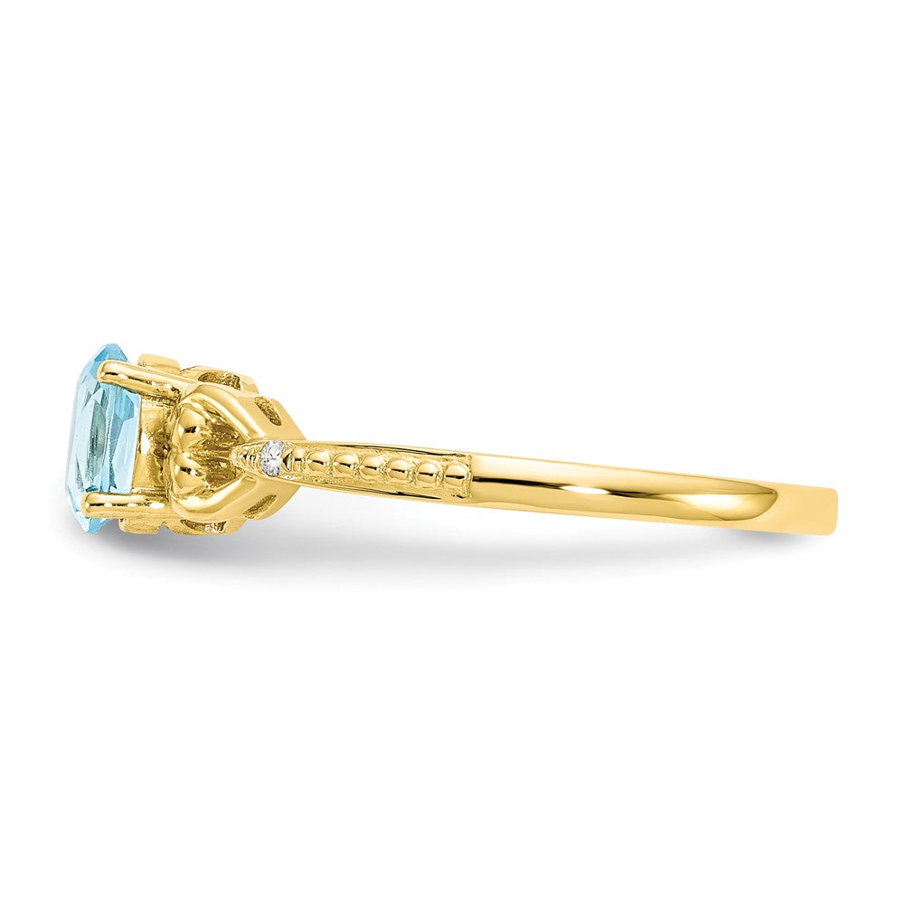 10k Yellow Gold Light Swiss Blue Topaz Diamond Ring, Size: 7