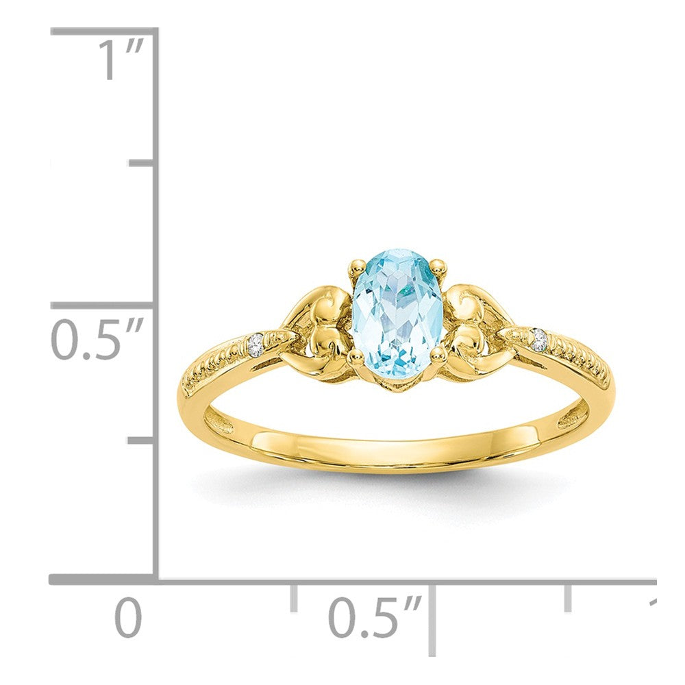 10k Yellow Gold Light Swiss Blue Topaz Diamond Ring, Size: 7