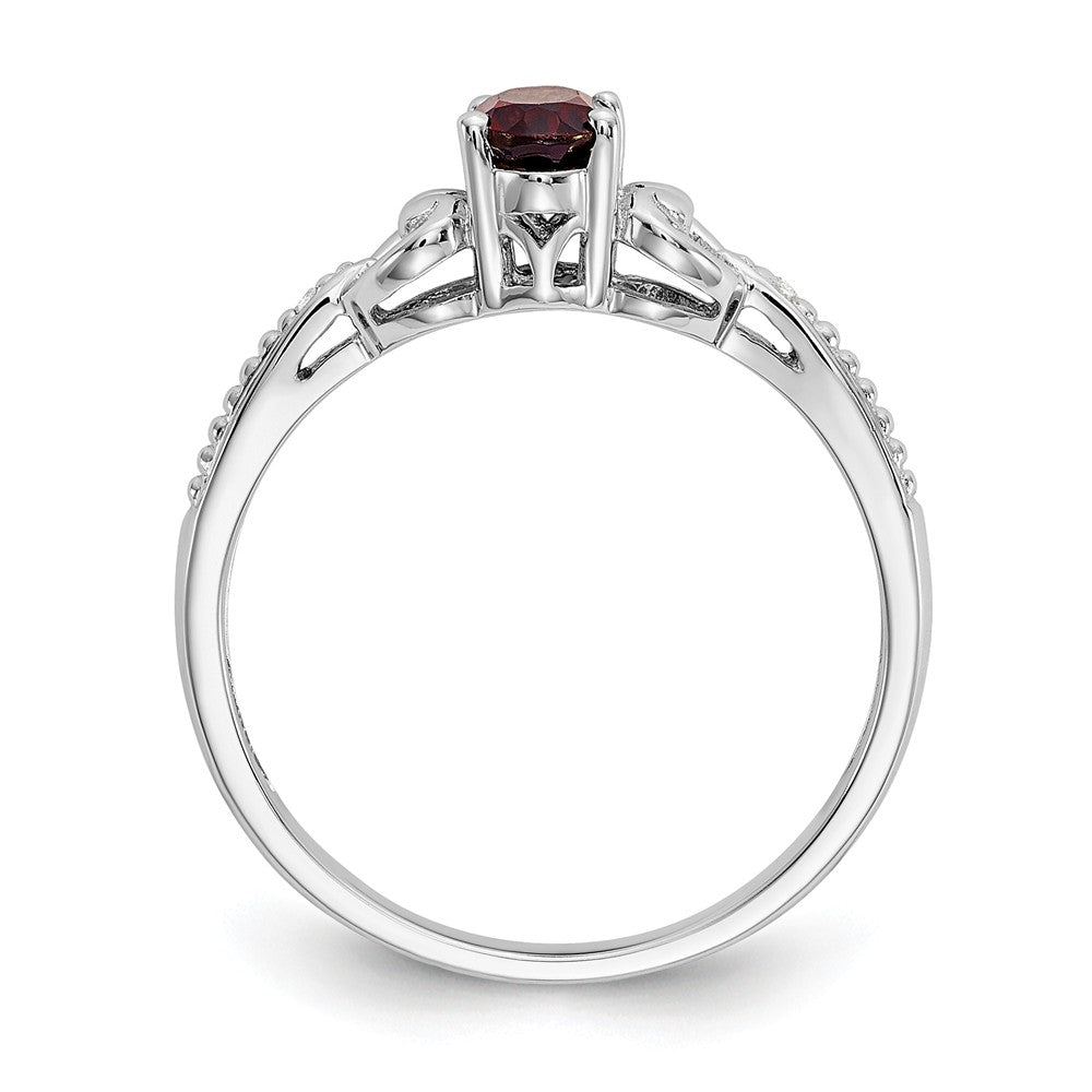 10k White Gold Garnet Diamond Ring, Size: 7