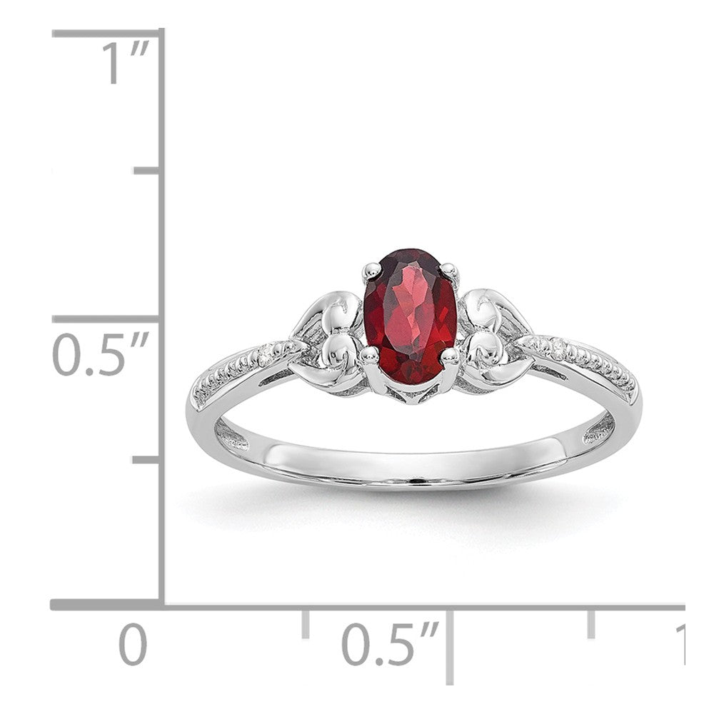 10k White Gold Garnet Diamond Ring, Size: 7
