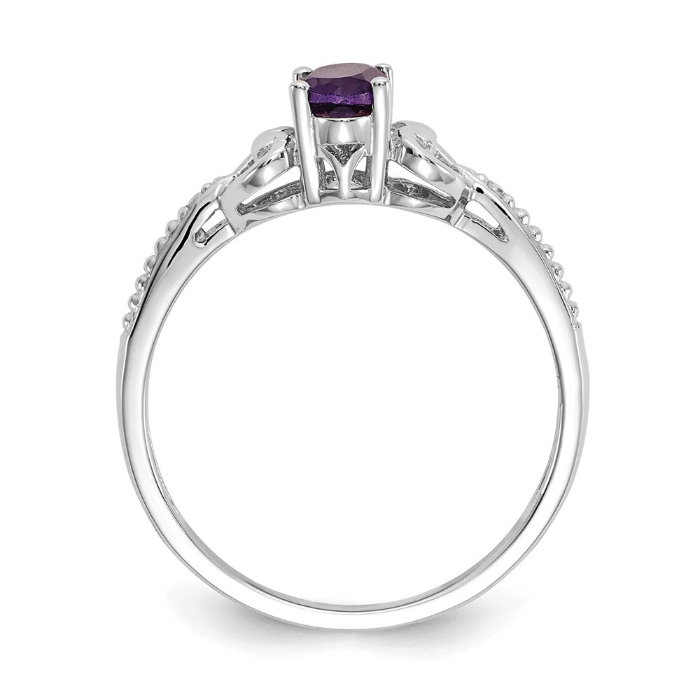 10k White Gold Amethyst Diamond Ring, Size: 7