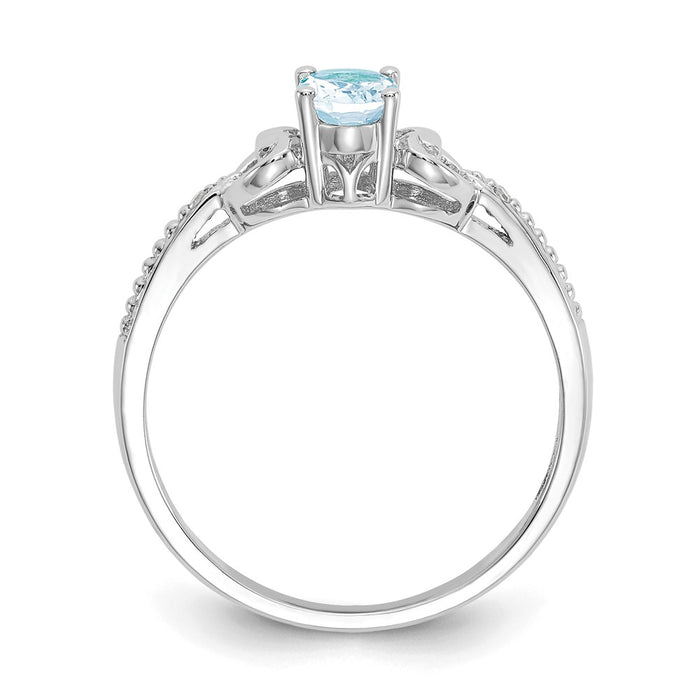 10k White Gold Aquamarine Diamond Ring, Size: 7