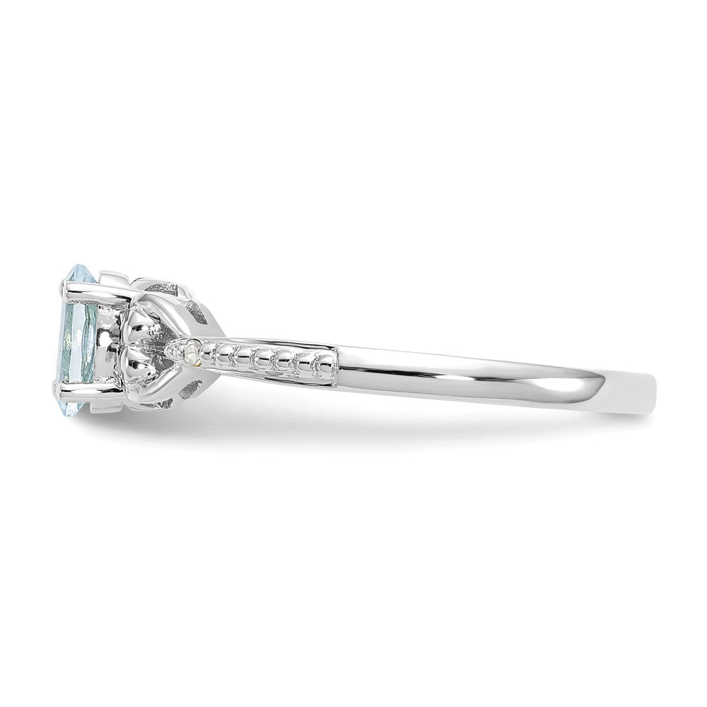 10k White Gold Aquamarine Diamond Ring, Size: 7