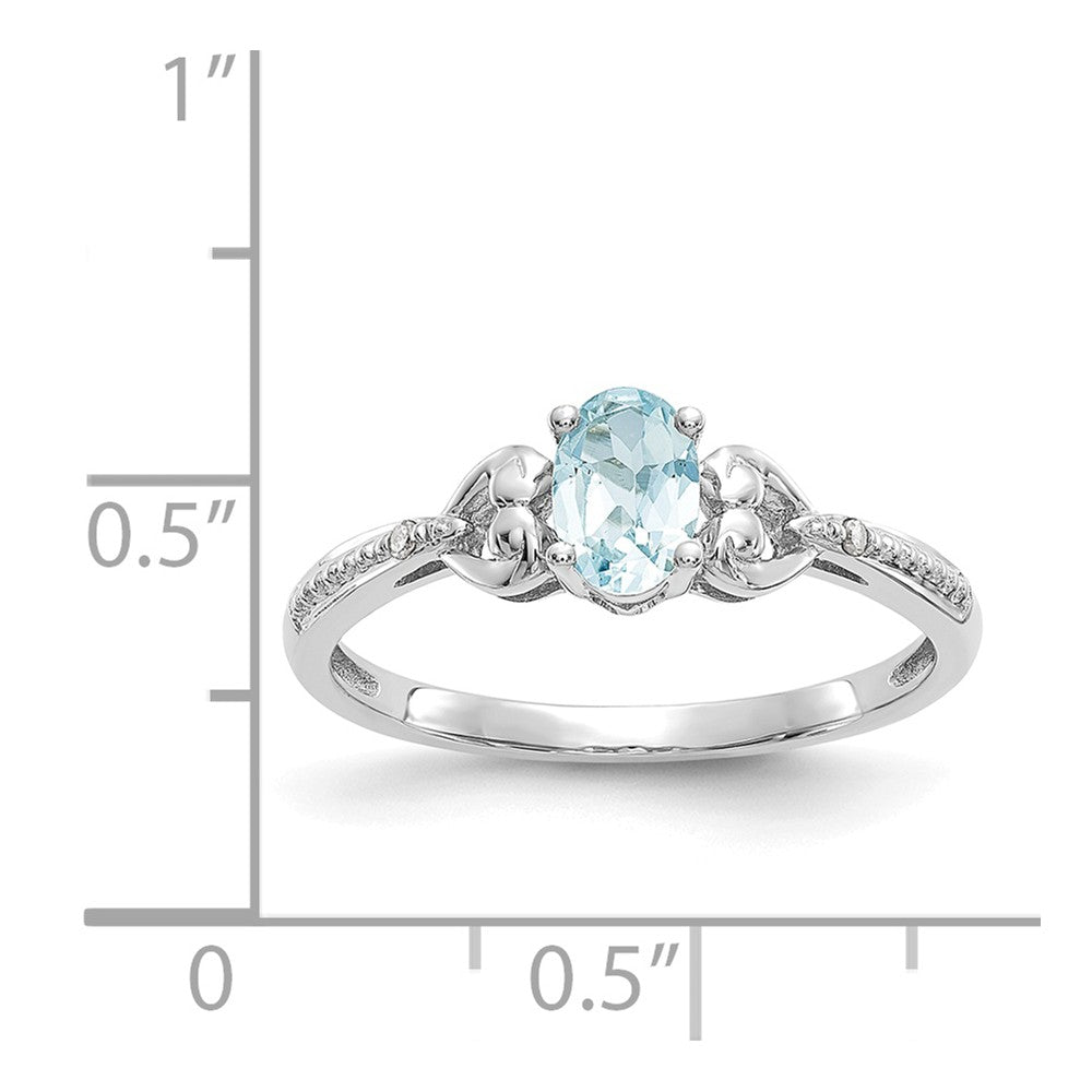 10k White Gold Aquamarine Diamond Ring, Size: 7