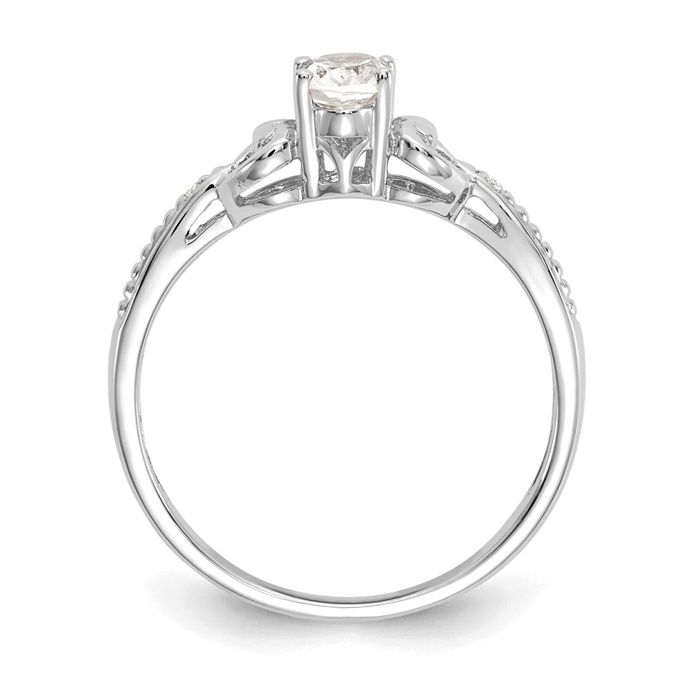 10k White Gold White Topaz Diamond Ring, Size: 7