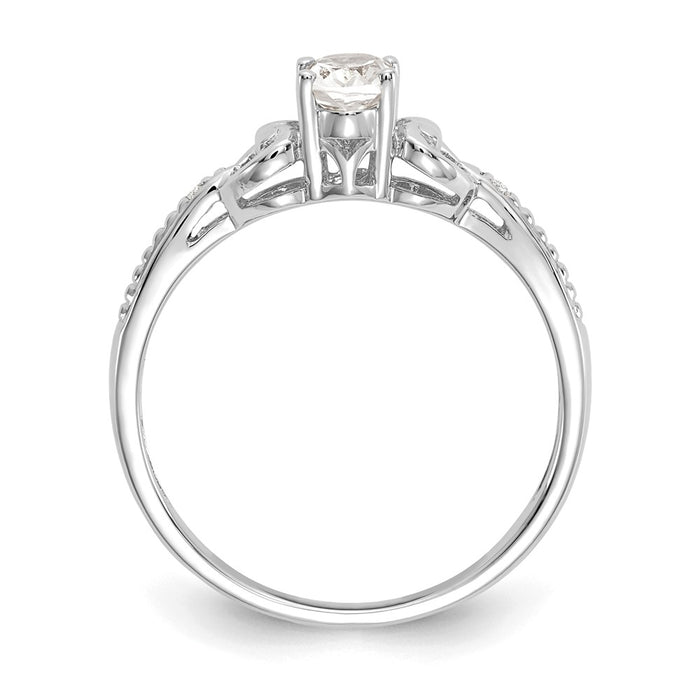 10k White Gold White Topaz Diamond Ring, Size: 7