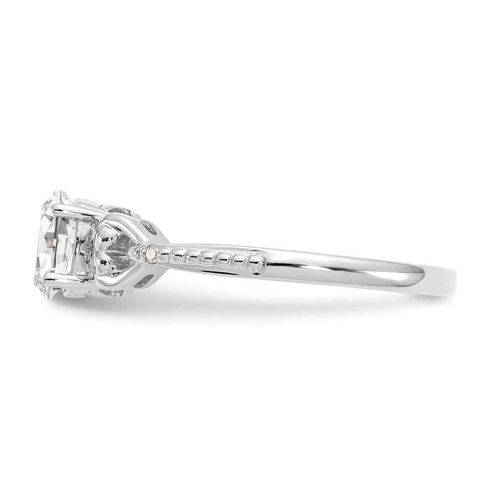 10k White Gold White Topaz Diamond Ring, Size: 7