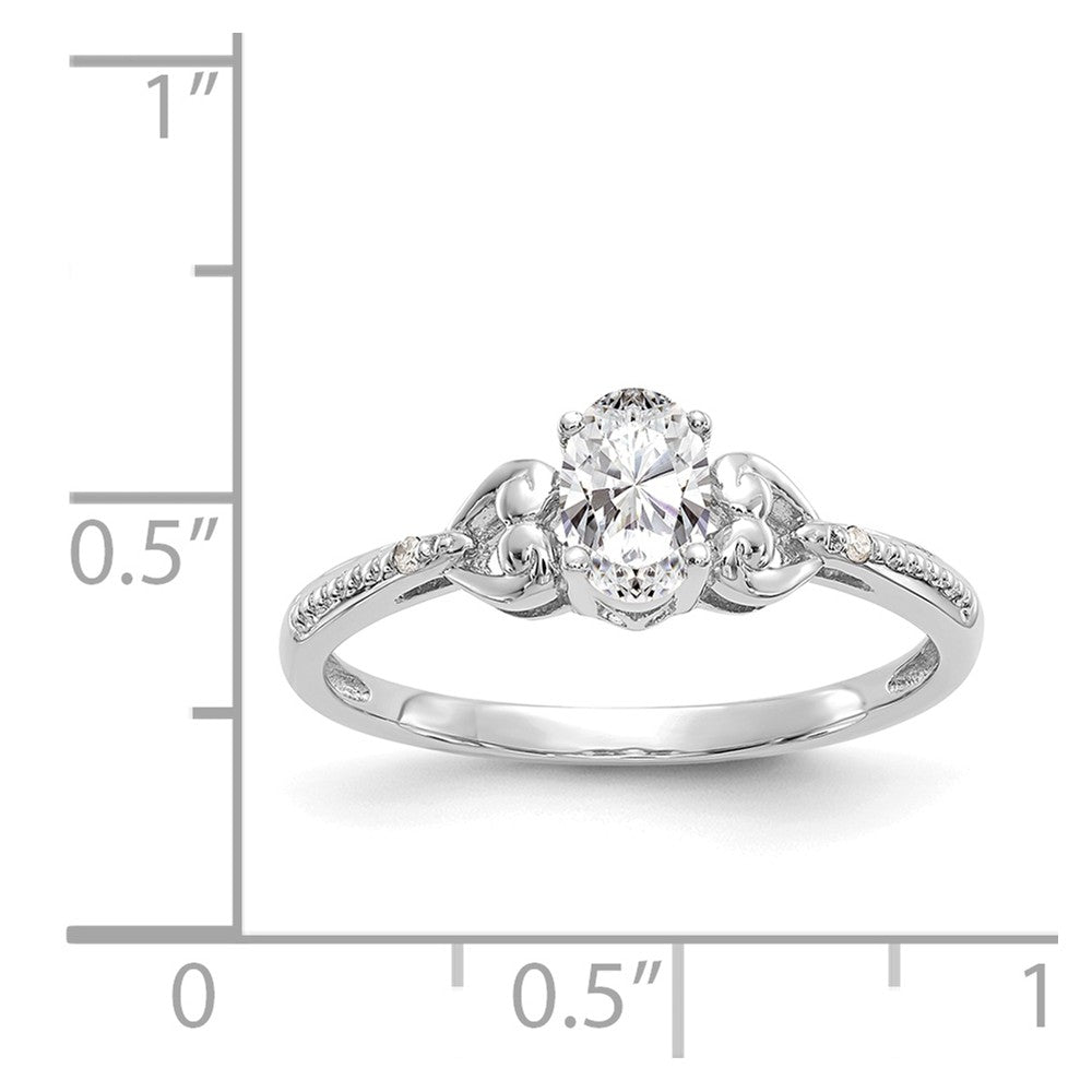 10k White Gold White Topaz Diamond Ring, Size: 7