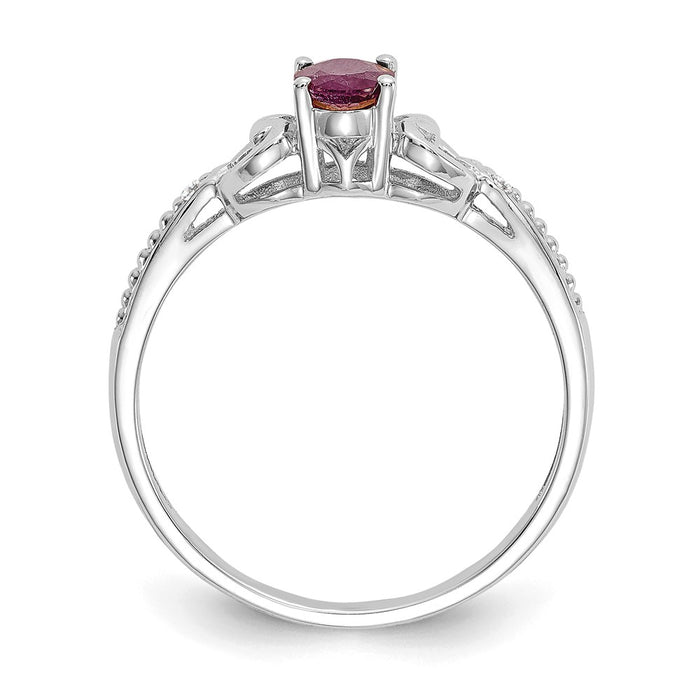 10k White Gold Ruby Diamond Ring, Size: 7