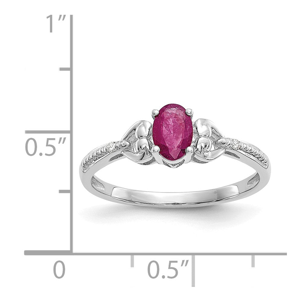 10k White Gold Ruby Diamond Ring, Size: 7