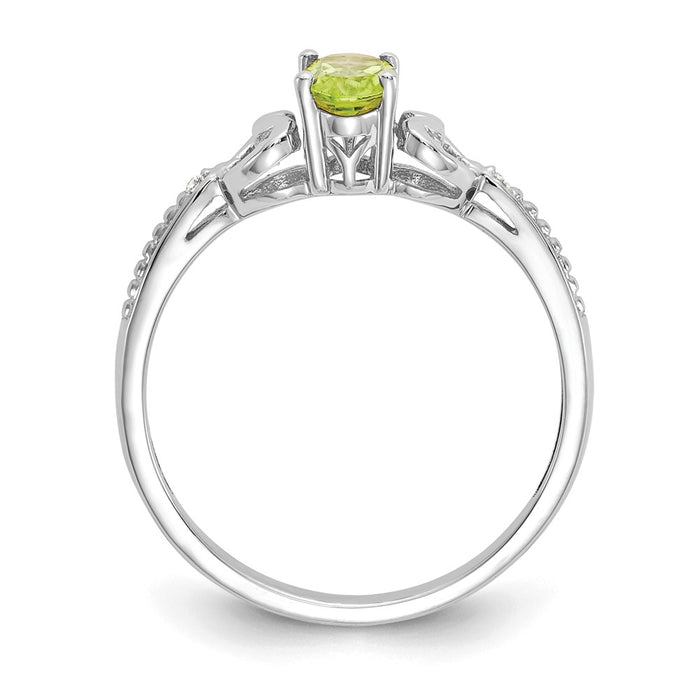 10k White Gold Peridot Diamond Ring, Size: 7