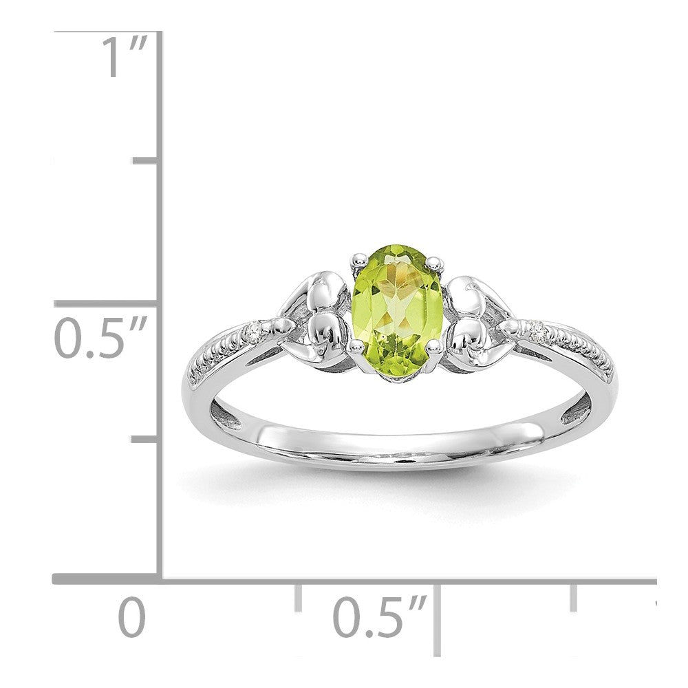 10k White Gold Peridot Diamond Ring, Size: 7