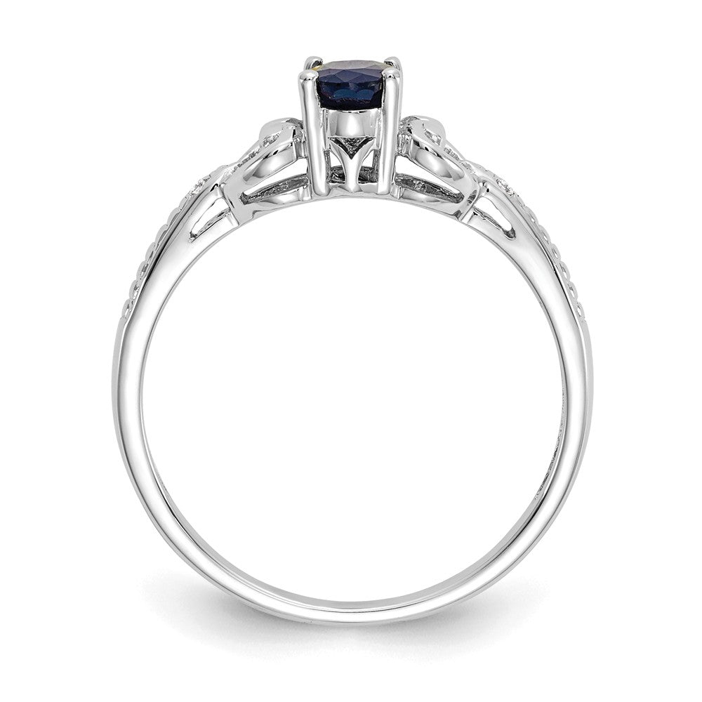 10k White Gold Sapphire Diamond Ring, Size: 7