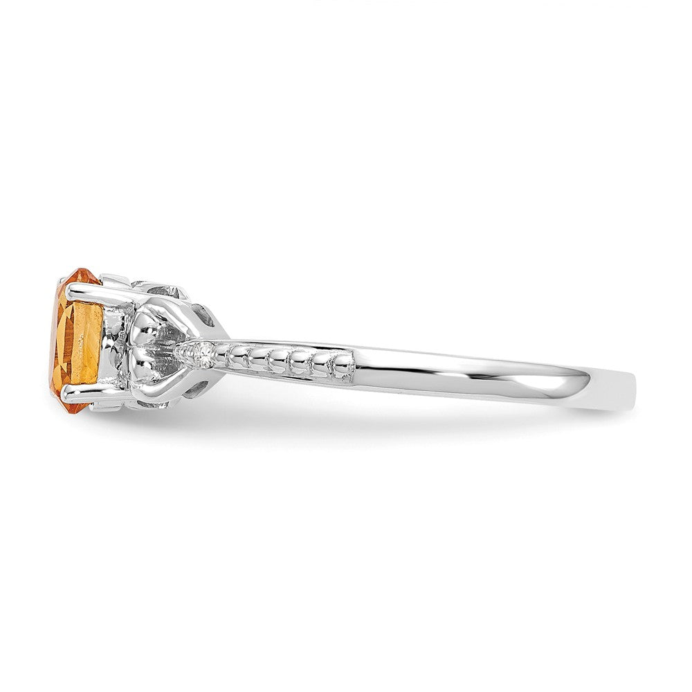 10k White Gold Citrine Diamond Ring, Size: 7