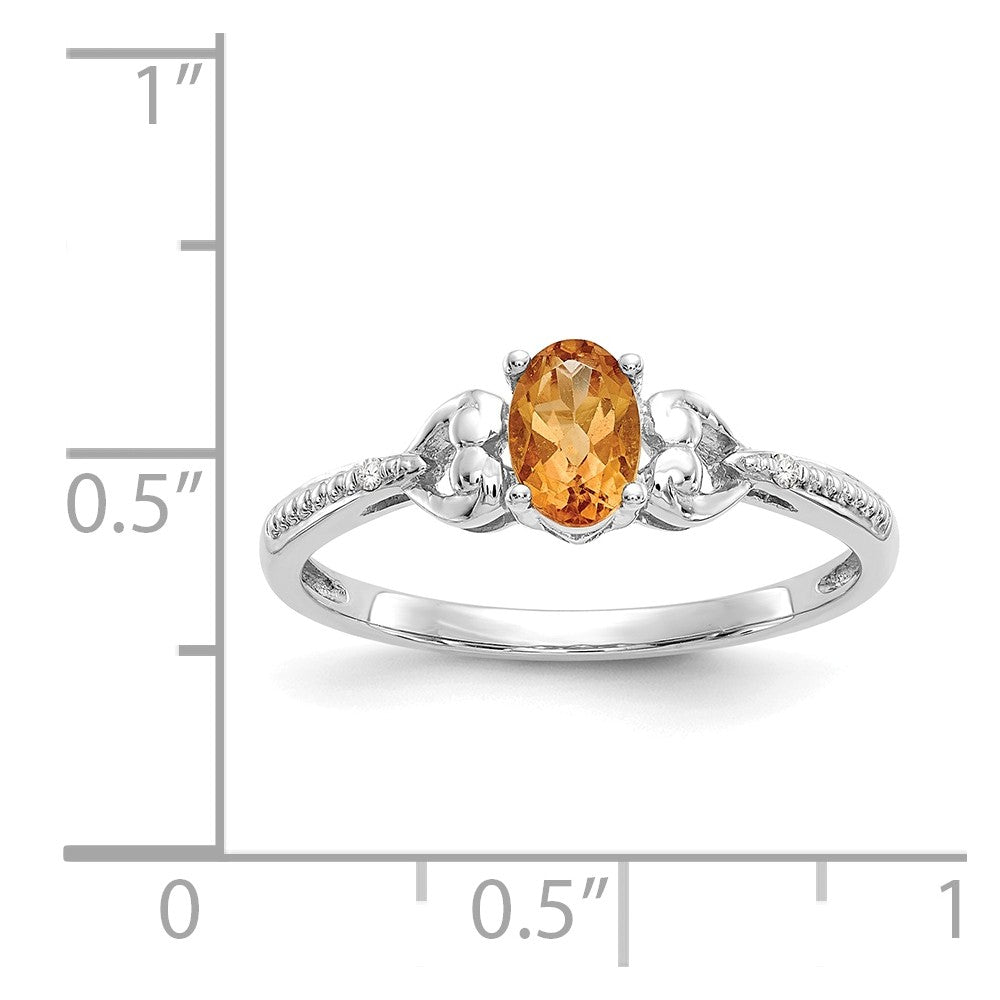 10k White Gold Citrine Diamond Ring, Size: 7
